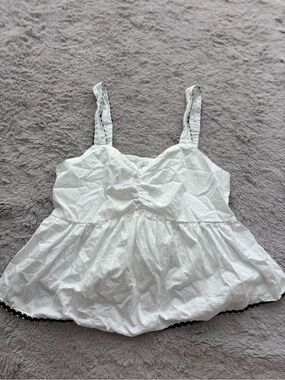 Japna White Camisole with Black Trim and Ruffled Straps